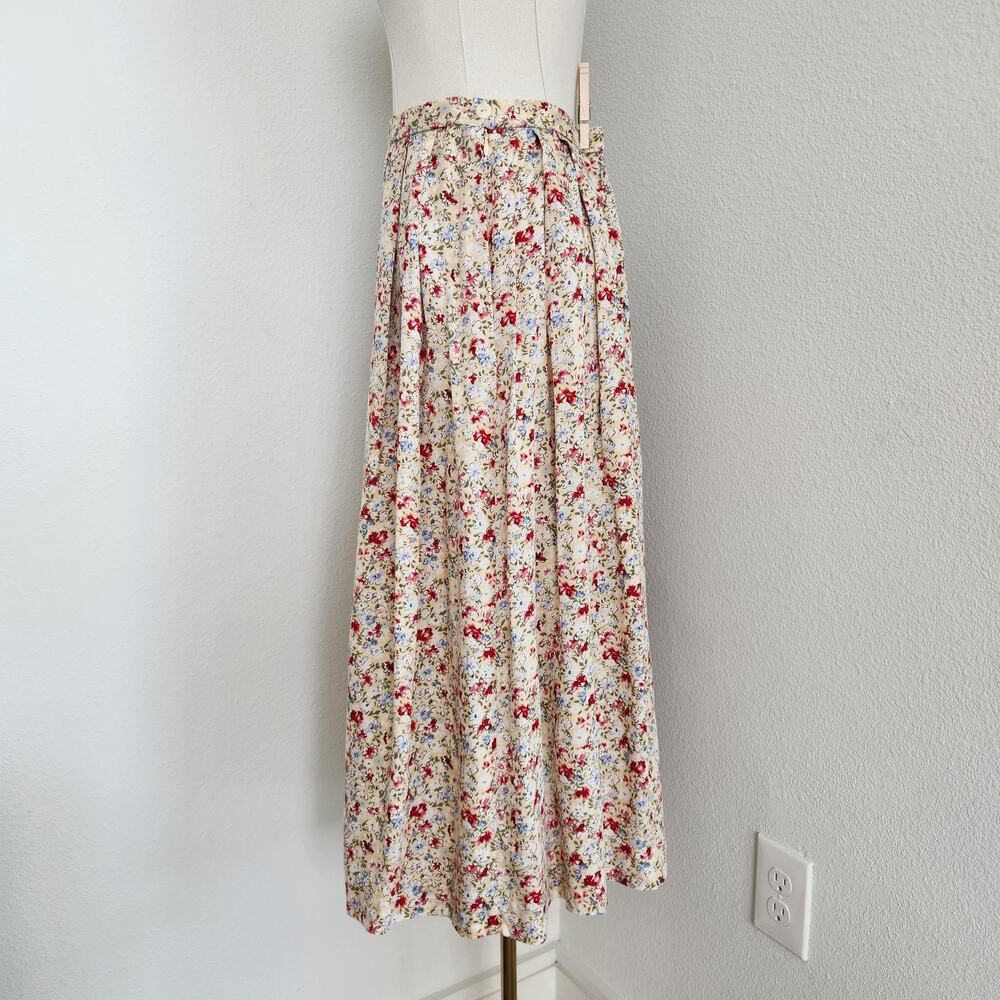 Vintage 90s Pendleton Yellow Floral Rayon Blouse & Skirt Set High Waist Size 6 - Picture 12 of 16